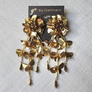 g by Gennaro Cascading Gold Tone Floral Statement Earrings